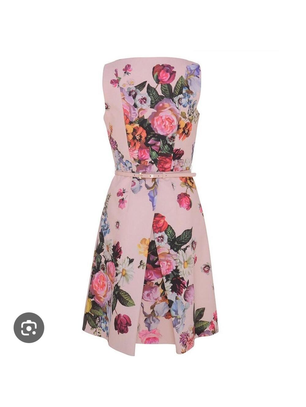 Ted Baker Floral Print Sleeveless Dress with Belt sz 0